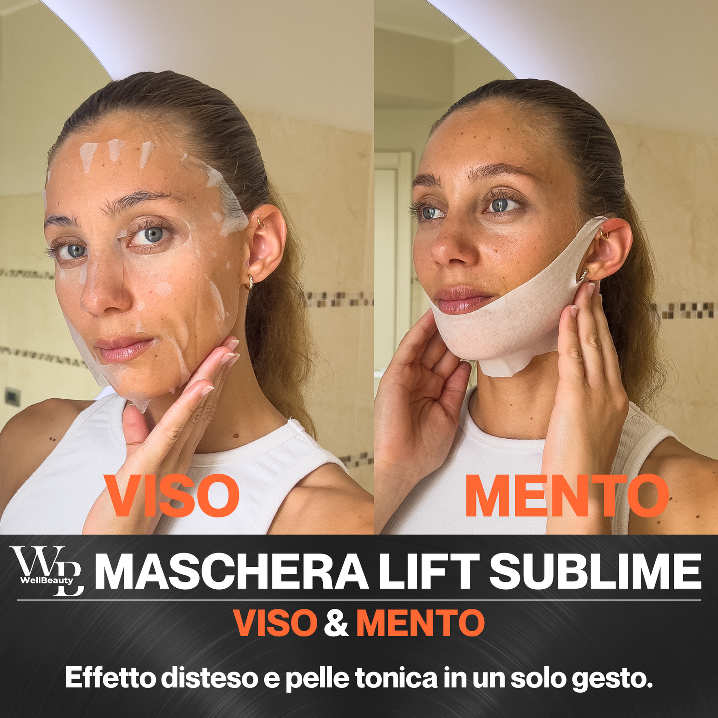 WellBeauty Maschera Viso e Mento Liftante in Tessuto HydroLyo