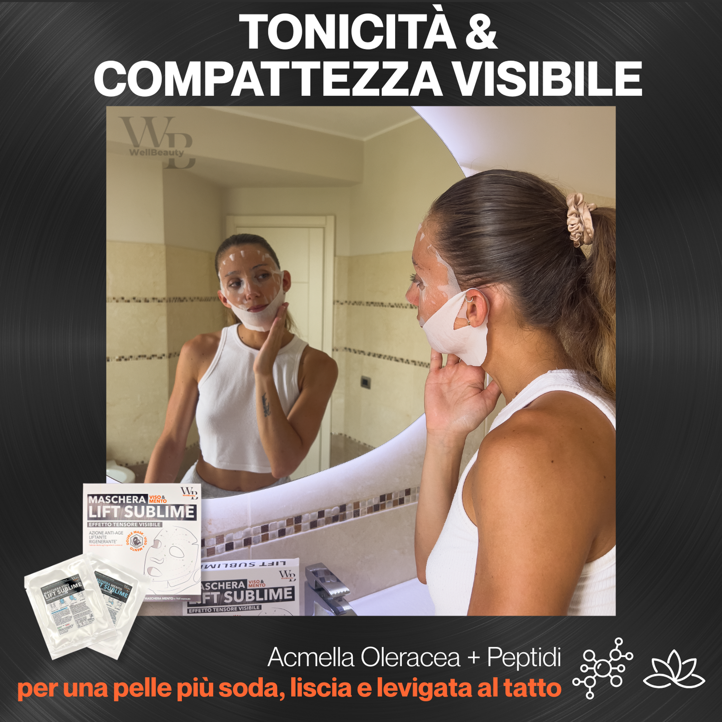 WellBeauty Maschera Viso e Mento Liftante in Tessuto HydroLyo