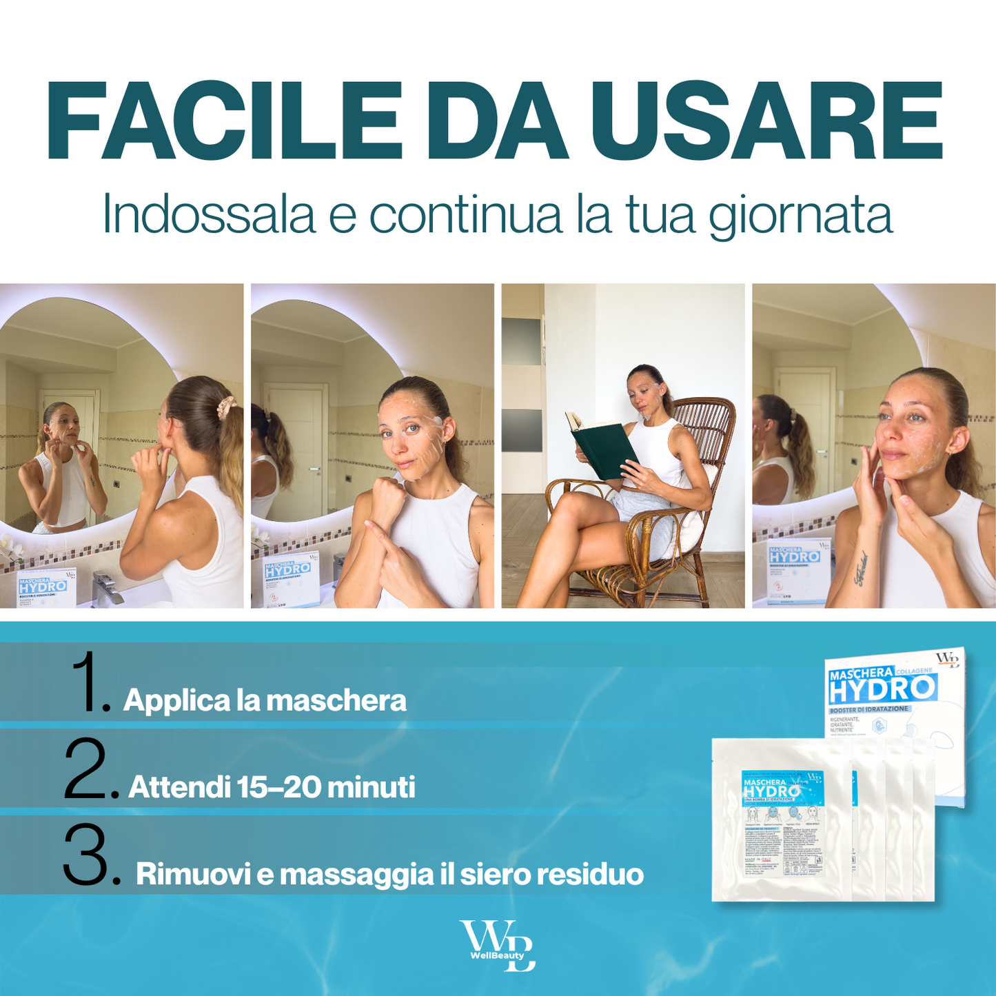 Wellbeauty® HydroLyo - Maschera al Collagene Marino Viso