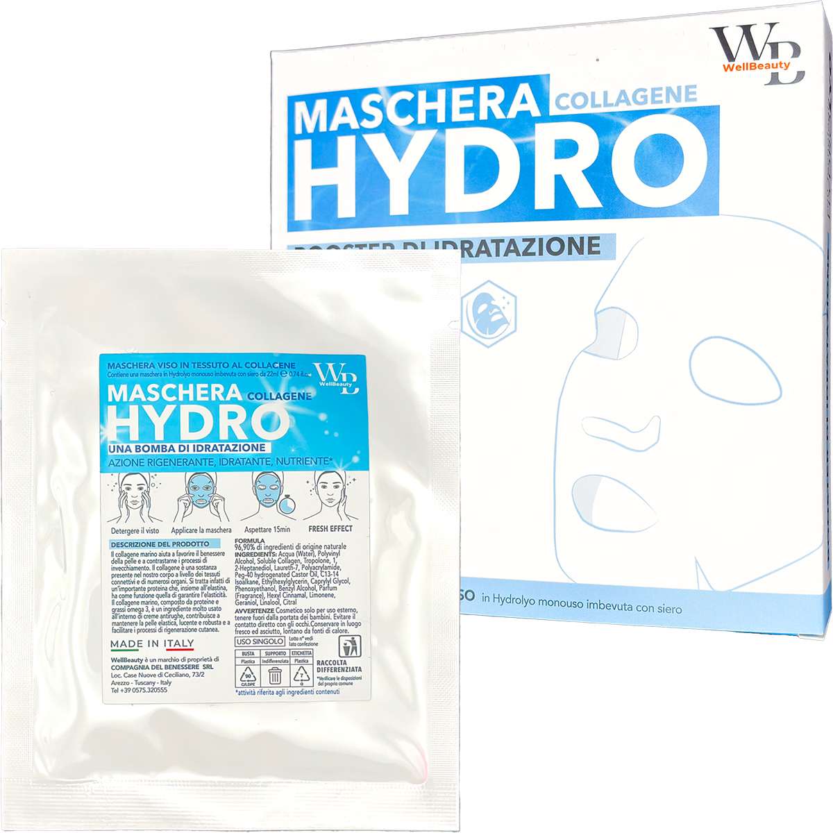 Wellbeauty® HydroLyo - Maschera al Collagene Marino Viso