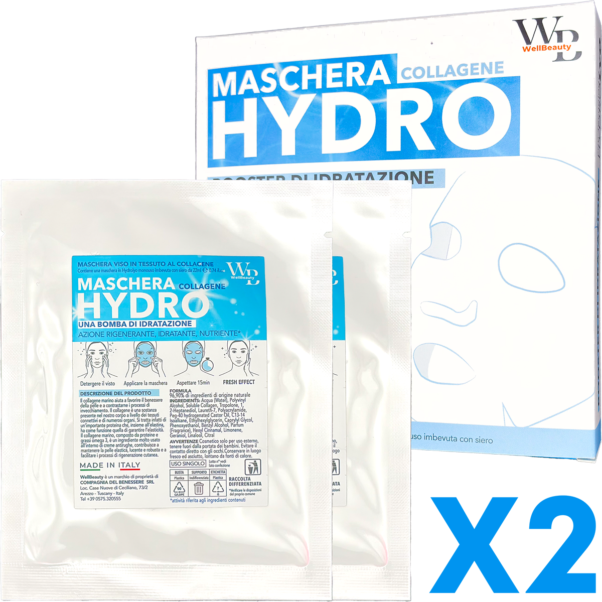 Wellbeauty® HydroLyo - Maschera al Collagene Marino Viso