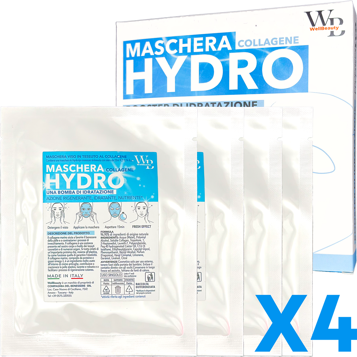 Wellbeauty® HydroLyo - Maschera al Collagene Marino Viso