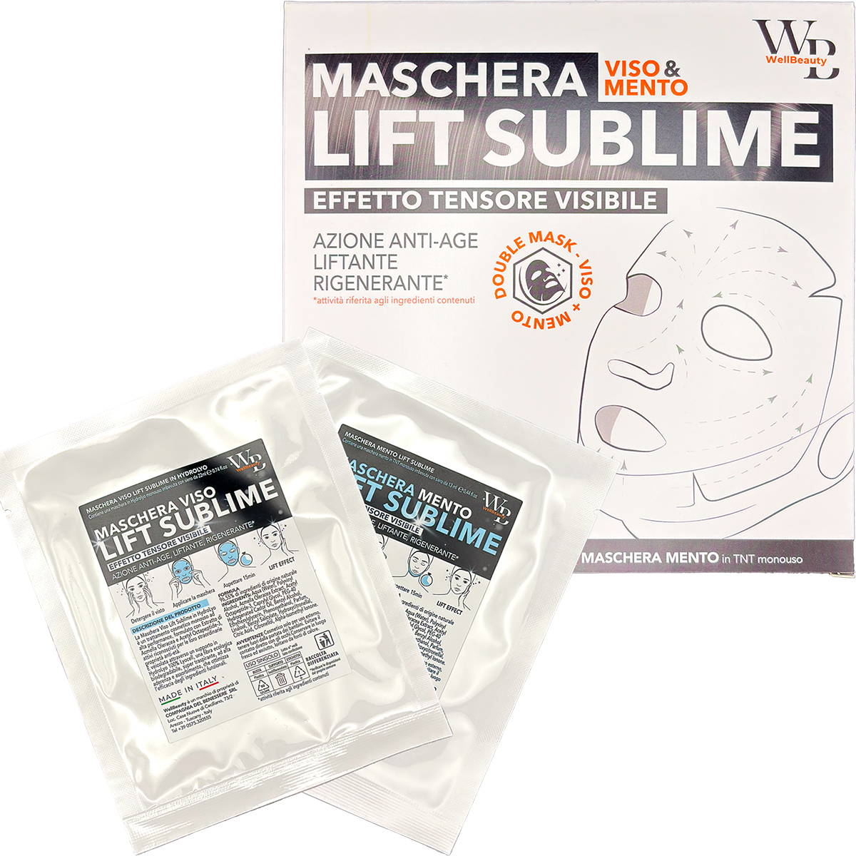 WellBeauty Maschera Viso e Mento Liftante in Tessuto HydroLyo
