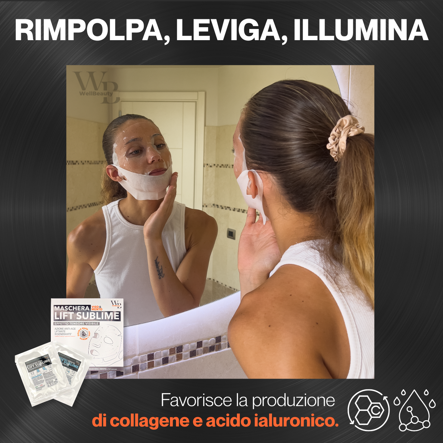 WellBeauty Maschera Viso e Mento Liftante in Tessuto HydroLyo